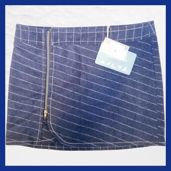 NWT Purnell striped wool zip miniskirt size 10 navy blue - Picture 1 of 7